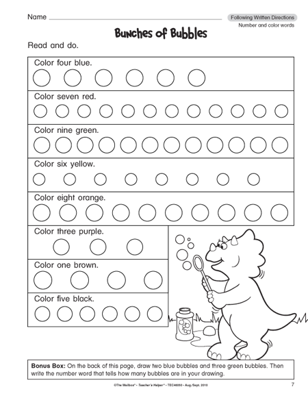 Directions Worksheets For Grade 1 â Free Worksheets Samples